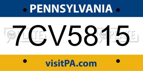 7CV5815 Pennsylvania License Plate