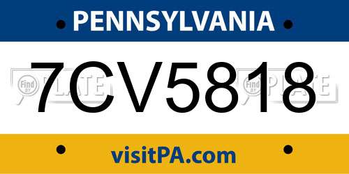 7CV5818 Pennsylvania License Plate