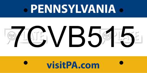 7CVB515 Pennsylvania License Plate