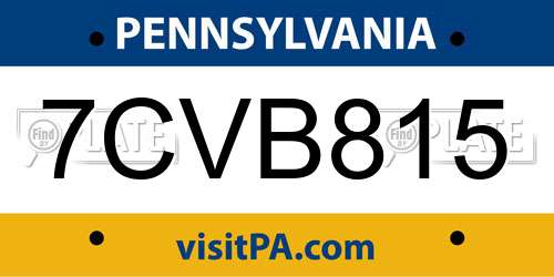 7CVB815 Pennsylvania License Plate