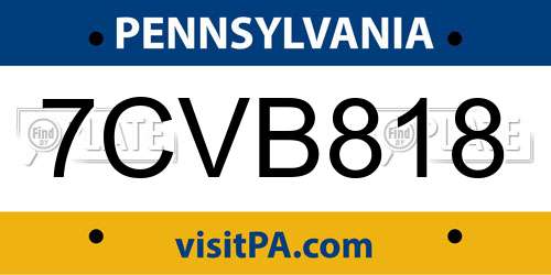 7CVB818 Pennsylvania License Plate