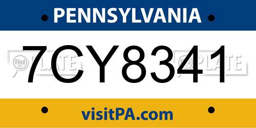 7CY8341 Pennsylvania License Plate