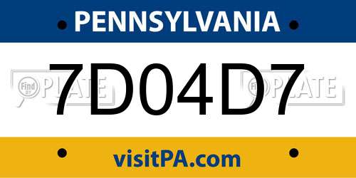 7D04D7 Pennsylvania License Plate