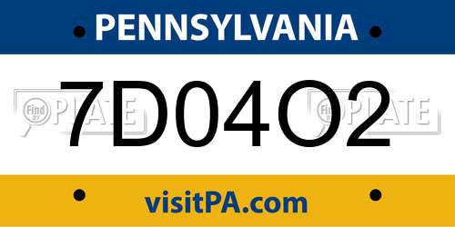 7D04O2 Pennsylvania License Plate