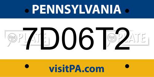 7D06T2 Pennsylvania License Plate
