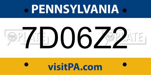 7D06Z2 Pennsylvania License Plate