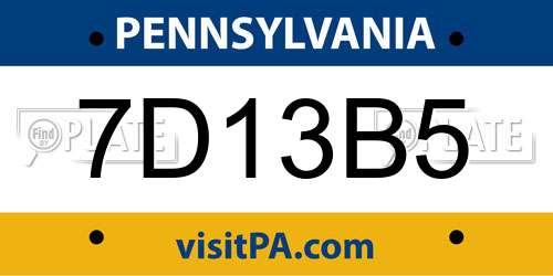 7D13B5 Pennsylvania License Plate