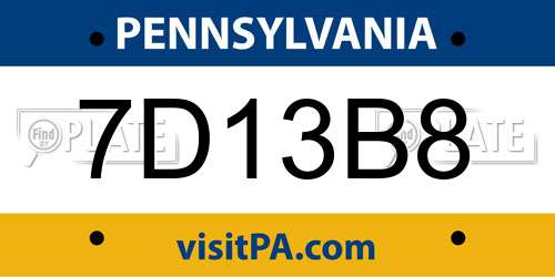 7D13B8 Pennsylvania License Plate