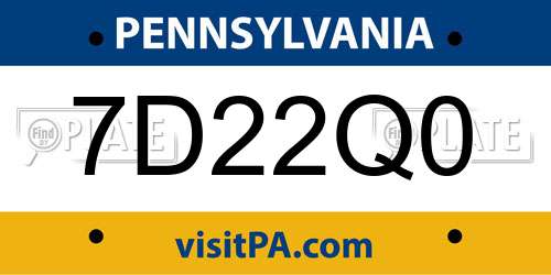 7D22Q0 Pennsylvania License Plate
