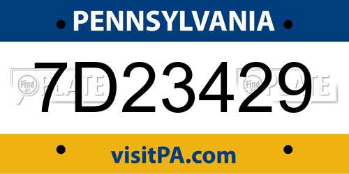 7D23429 Pennsylvania License Plate