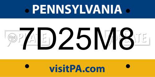 7D25M8 Pennsylvania License Plate