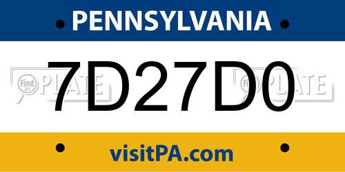7D27D0 Pennsylvania License Plate
