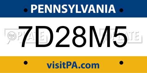 7D28M5 Pennsylvania License Plate