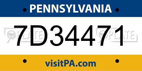 7D34471 Pennsylvania License Plate