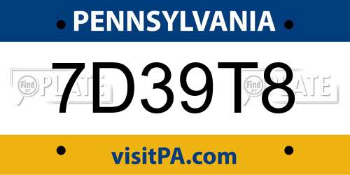 7D39T8 Pennsylvania License Plate