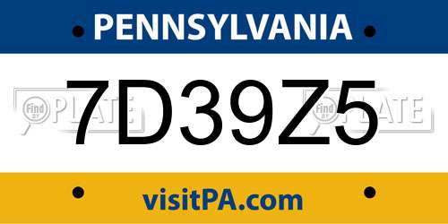 7D39Z5 Pennsylvania License Plate