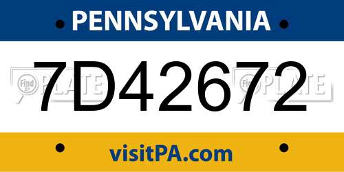 7D42672 Pennsylvania License Plate
