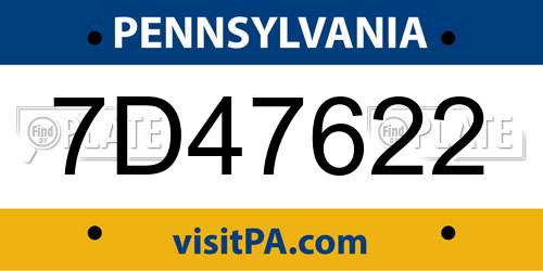 7D47622 Pennsylvania License Plate