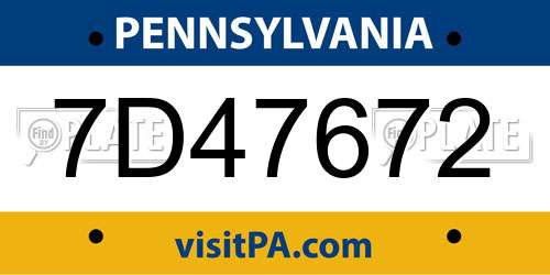 7D47672 Pennsylvania License Plate