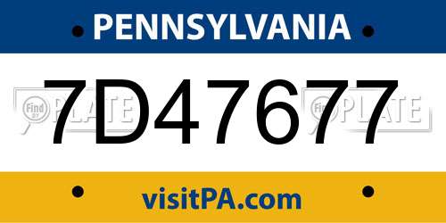 7D47677 Pennsylvania License Plate