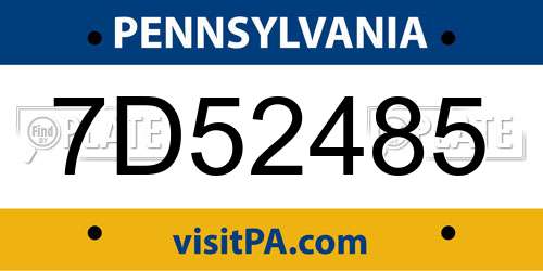 7D52485 Pennsylvania License Plate