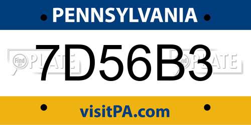 7D56B3 Pennsylvania License Plate