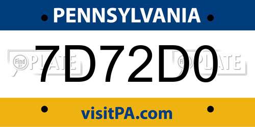 7D72D0 Pennsylvania License Plate