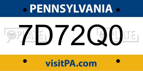 7D72Q0 Pennsylvania License Plate