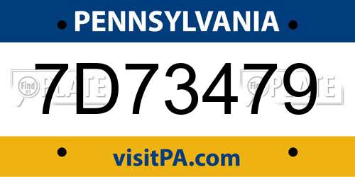 7D73479 Pennsylvania License Plate