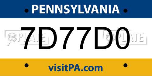 7D77D0 Pennsylvania License Plate