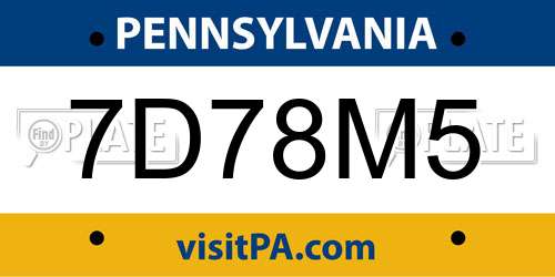 7D78M5 Pennsylvania License Plate