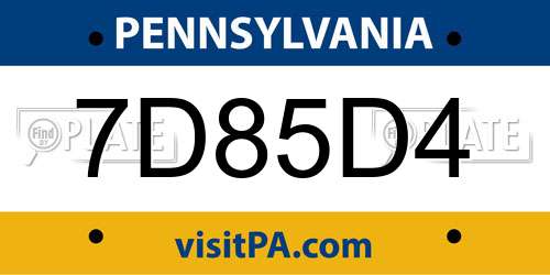 7D85D4 Pennsylvania License Plate