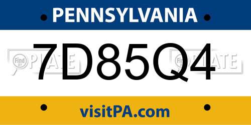 7D85Q4 Pennsylvania License Plate