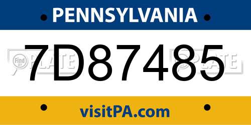 7D87485 Pennsylvania License Plate
