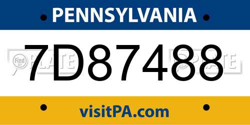 7D87488 Pennsylvania License Plate