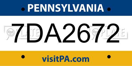 7DA2672 Pennsylvania License Plate