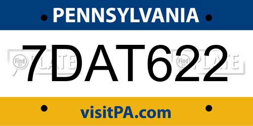 7DAT622 Pennsylvania License Plate