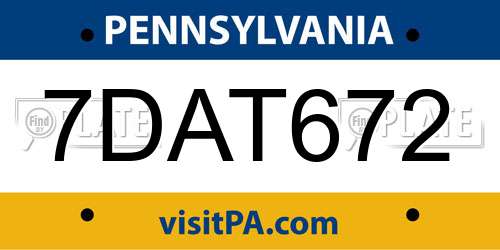 7DAT672 Pennsylvania License Plate