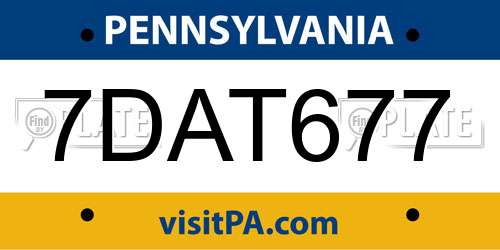 7DAT677 Pennsylvania License Plate