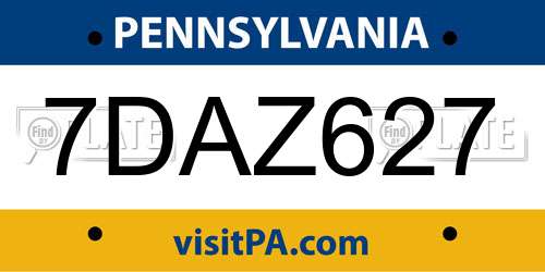 7DAZ627 Pennsylvania License Plate