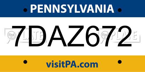 7DAZ672 Pennsylvania License Plate