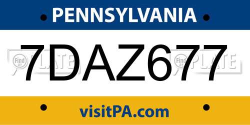 7DAZ677 Pennsylvania License Plate