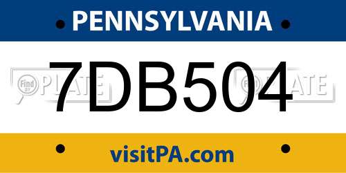 7DB504 Pennsylvania License Plate
