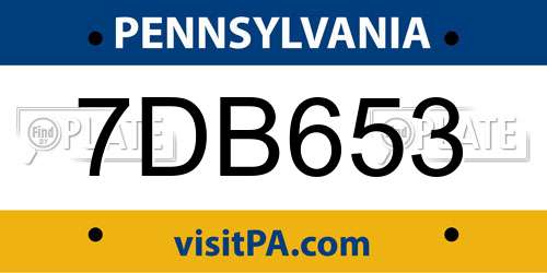 7DB653 Pennsylvania License Plate