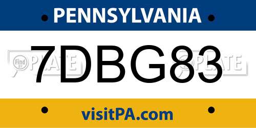 7DBG83 Pennsylvania License Plate