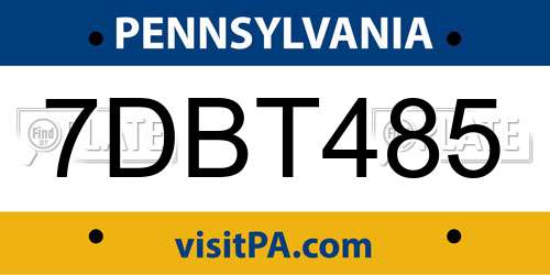 7DBT485 Pennsylvania License Plate