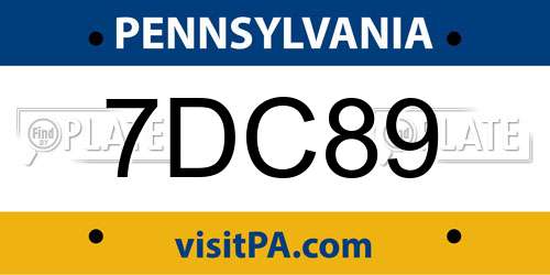 7DC89 Pennsylvania License Plate