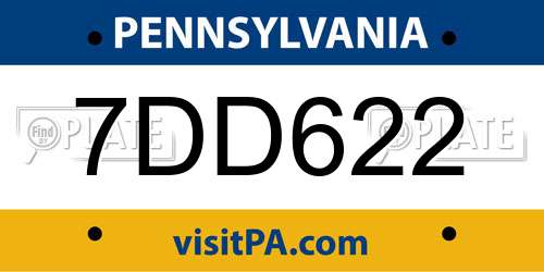 7DD622 Pennsylvania License Plate