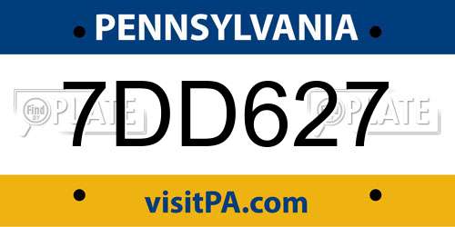 7DD627 Pennsylvania License Plate