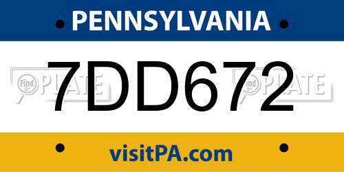 7DD672 Pennsylvania License Plate